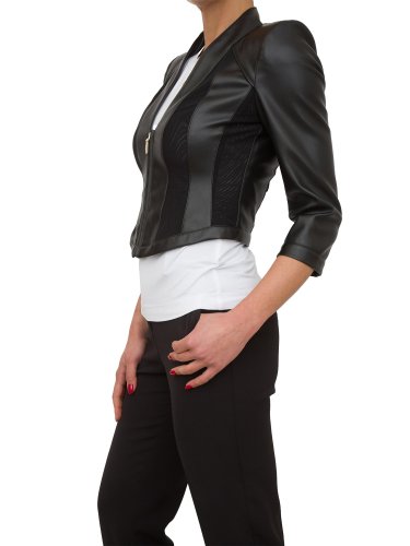 Женский пиджак NENETTE GIACCA CORTA SPALLA PAGODA C/ZIP TESSUTO ECOPELLE NERO