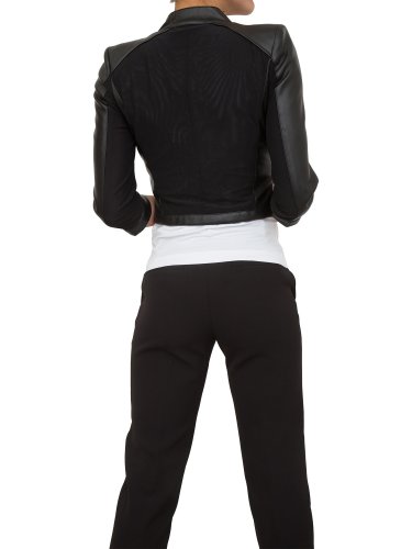 Женский пиджак NENETTE GIACCA CORTA SPALLA PAGODA C/ZIP TESSUTO ECOPELLE NERO