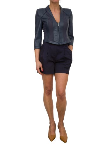 Женский пиджак NENETTE GIACCA CORTA SPALLA PAGODA C/ZIP TESSUTO ECOPELLE BLU