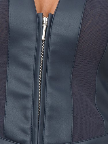 Женский пиджак NENETTE GIACCA CORTA SPALLA PAGODA C/ZIP TESSUTO ECOPELLE BLU