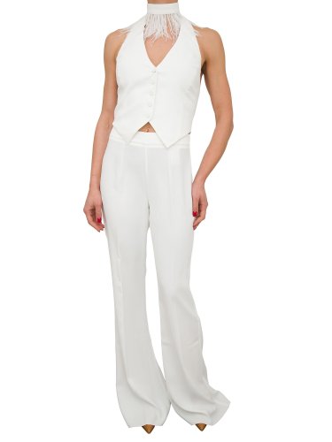 Женский жилет NENETTE  GILET + COLLO C/PIUME  CADY POLY ENVER SATIN BIANCO