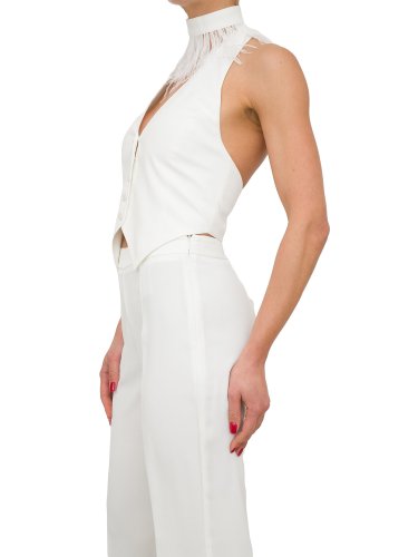 Женский жилет NENETTE  GILET + COLLO C/PIUME  CADY POLY ENVER SATIN BIANCO