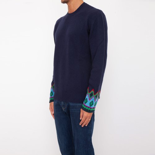 Мужской свитер ETRO C-NECK RICAMO - MAGLIA BLU