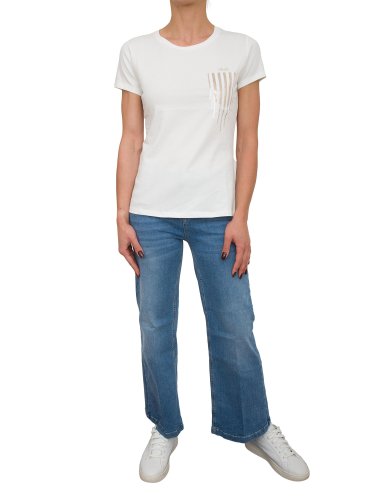 Женская футболка LIU JO ECS T-SHIRT ST P M/C BIANCO
