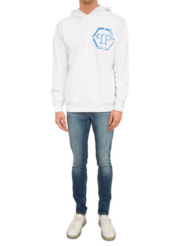 Мужская толстовка PHILIPP PLEIN Hoodie Sweatshirt Hexagon BIANCO