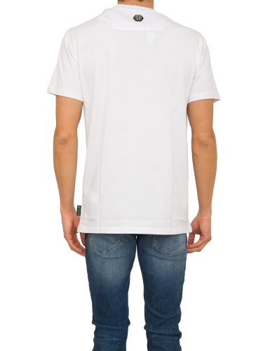Чоловіча футболка PHILIPP PLEIN  Embroidered T-shirt Round Neck SS Hexagon BIANCO