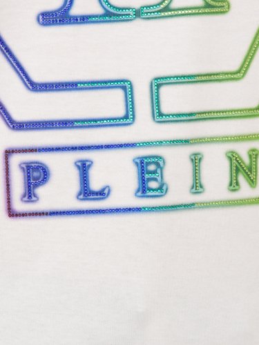 Чоловіча футболка PHILIPP PLEIN  Embroidered T-shirt Round Neck SS Hexagon BIANCO