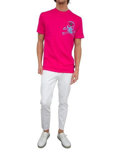 Чоловіча футболка PHILIPP PLEIN T-shirt Round Neck SS Gothic Plein FUXIA
