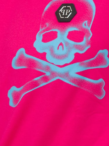 Чоловіча футболка PHILIPP PLEIN T-shirt Round Neck SS Gothic Plein FUXIA