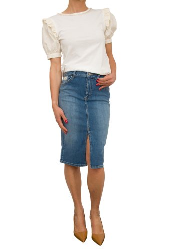 Длинная юбка LIU JO GONNA LONG.DENIM JEWEL LUXURY BLU DENIM