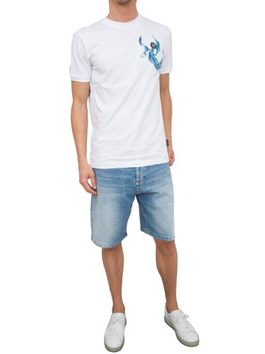 Чоловіча футболка PHILIPP PLEIN T-shirt Round Neck SS Flame Logos BIANCO