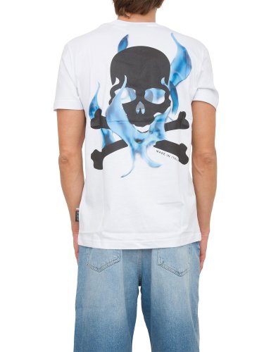 Чоловіча футболка PHILIPP PLEIN T-shirt Round Neck SS Flame Logos BIANCO