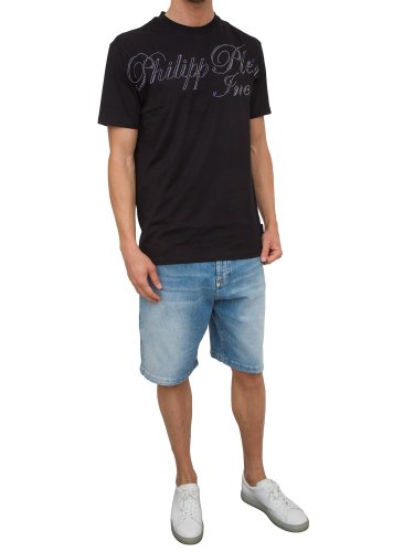Чоловіча футболка PHILIPP PLEIN T-shirt Round  Neck SS with crystals Philipp Plein TM NERO