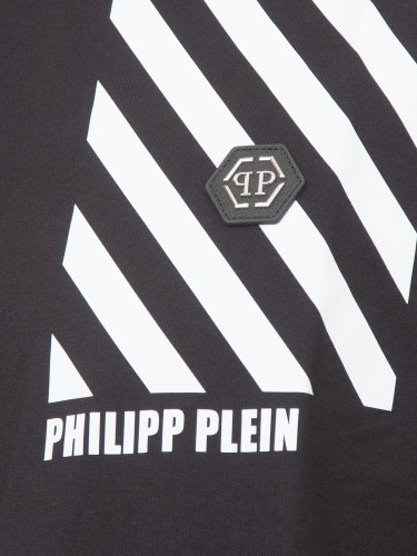 Чоловіча футболка PHILIPP PLEIN T-shirt Round Neck SS Rainbow Stripes NERO