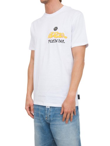 Чоловіча футболка PHILIPP PLEIN T-shirt Round Neck SS Bombing Graffiti BIANCO