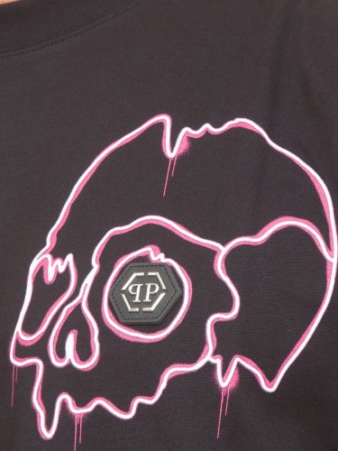 Чоловіча футболка PHILIPP PLEIN T-shirt Round Neck SS Dripping Skull NERO