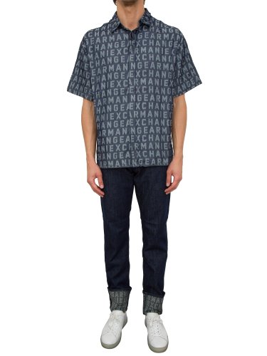 Мужская рубашка с коротким рукавом ARMANI EXCHANGE CAMICIA BLU DENIM