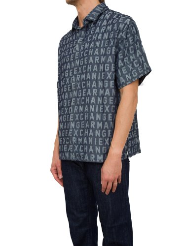 Мужская рубашка с коротким рукавом ARMANI EXCHANGE CAMICIA BLU DENIM