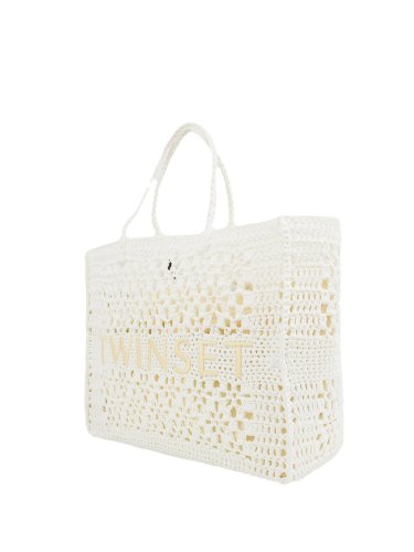 Жіноча сумка з ручками TWIN-SET TOTE IN CROCHET BIANCO