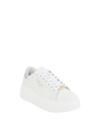 Женские кроссовки TWIN-SET SNEAKER BASSA IN PELLE BACK BICOLORE ARGENTO