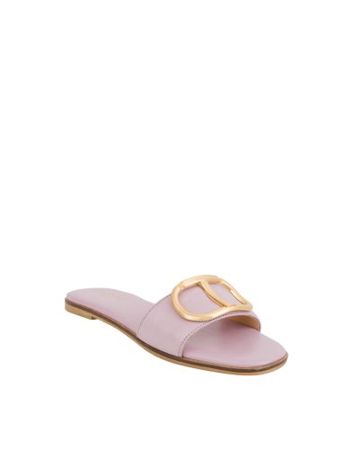 Женские шлепанцы TWIN-SET CIABATTA OVAL T IN PELLE LILLA