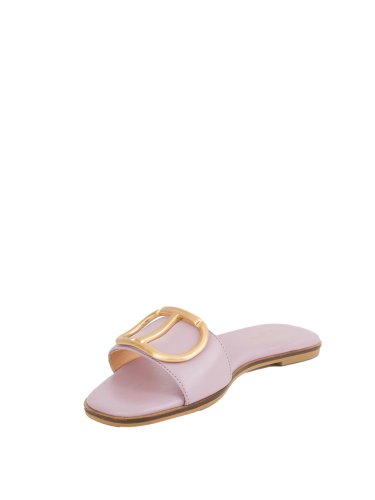 Женские шлепанцы TWIN-SET CIABATTA OVAL T IN PELLE LILLA