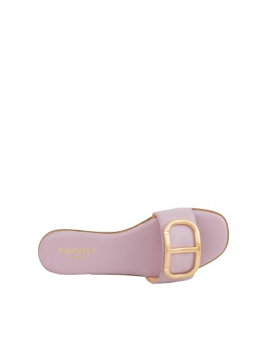 Женские шлепанцы TWIN-SET CIABATTA OVAL T IN PELLE LILLA