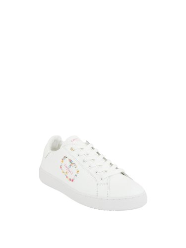 Женские кроссовки TWIN-SET SNEAKER BASSA IN PELLE OVAL T FLOWER BIANCO