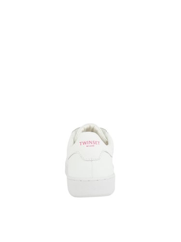 Женские кроссовки TWIN-SET SNEAKER BASSA IN PELLE OVAL T FLOWER BIANCO