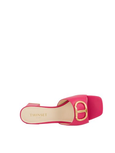 Женские босоножки TWIN-SET PUMP IN PELLE CON TACCO LARGO FUCSIA