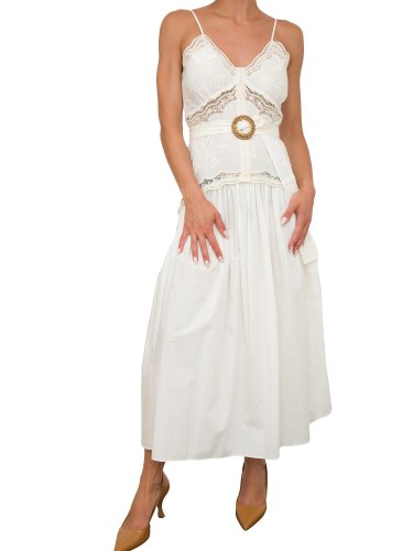 Жіноче плаття TWIN-SET ABITO LUNGO C/CINTURA IN RAFIA BIANCO