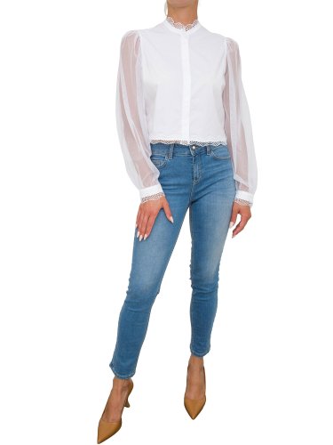 Жіноча сорочка з довгим рукавом TWIN-SET  CAMICIA CROPPED BIANCO