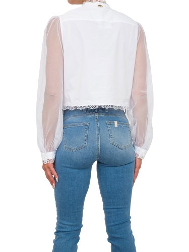 Жіноча сорочка з довгим рукавом TWIN-SET  CAMICIA CROPPED BIANCO