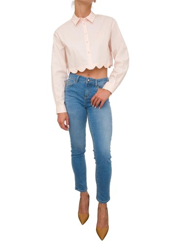 Женская рубашка с длинным рукавом TWIN-SET CAMICIA CROPPED M/L CON RICAMO ROSA