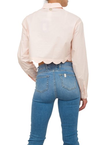Женская рубашка с длинным рукавом TWIN-SET CAMICIA CROPPED M/L CON RICAMO ROSA