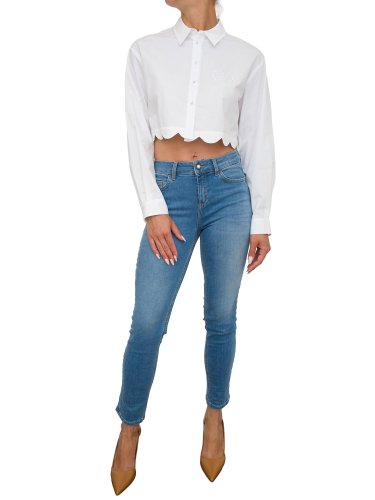 Женская рубашка с длинным рукавом TWIN-SET CAMICIA CROPPED M/L CON RICAMO BIANCO