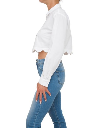 Женская рубашка с длинным рукавом TWIN-SET CAMICIA CROPPED M/L CON RICAMO BIANCO