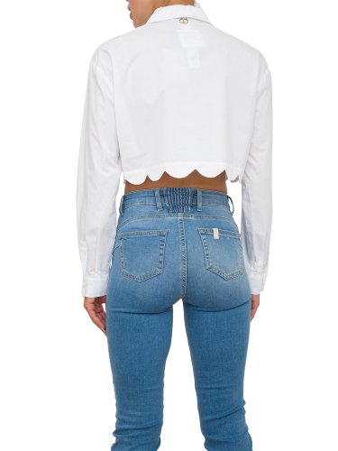 Женская рубашка с длинным рукавом TWIN-SET CAMICIA CROPPED M/L CON RICAMO BIANCO