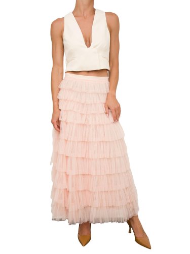 Довга спідниця TWIN-SET GONNA LUNGA CON ROUCHES ROSA