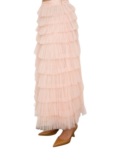 Довга спідниця TWIN-SET GONNA LUNGA CON ROUCHES ROSA