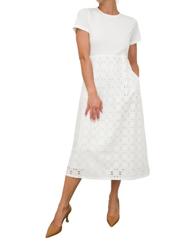 Женское платье TWIN-SET ABITO MIDI C/COULISSE AL FONDO BIANCO