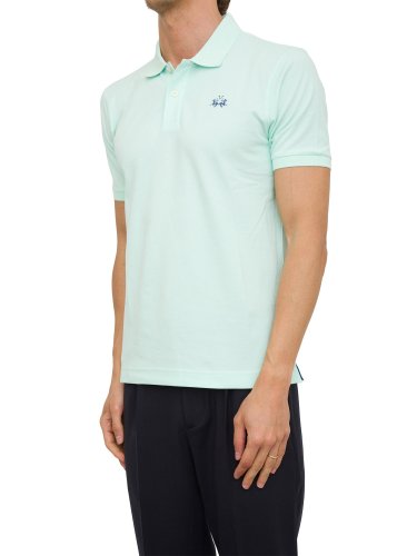 Чоловіче поло LA MARTINA MAN POLO S/S PIQUET STRETCH ACQUAMARINA