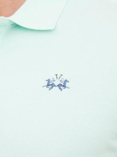 Чоловіче поло LA MARTINA MAN POLO S/S PIQUET STRETCH ACQUAMARINA