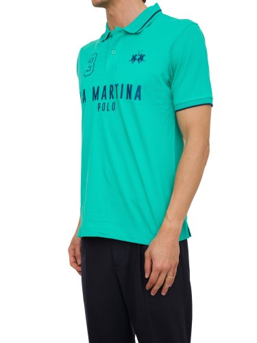 Мужское поло LA MARTINA MAN POLO S/S PIQUET STRETCH VERDE