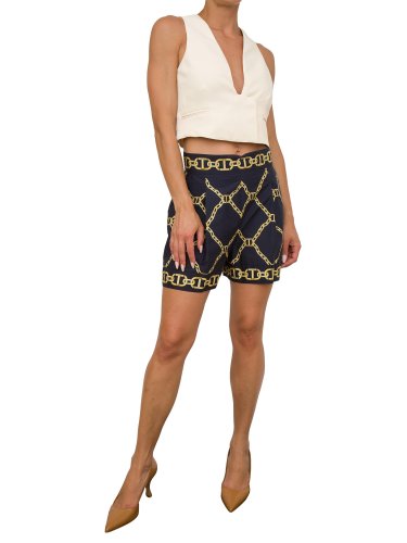 Жіночі шорти TWIN-SET SHORTS IN POPELINE STAMPATO C/CINTURA BLU