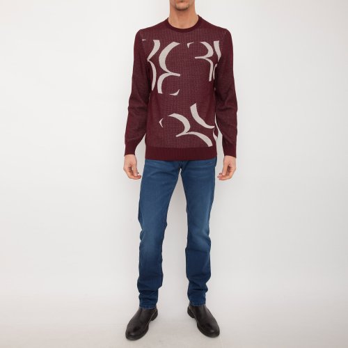 Мужской свитер BILLIONAIRE Pullover Round Neck LS Double B BORDEAUX