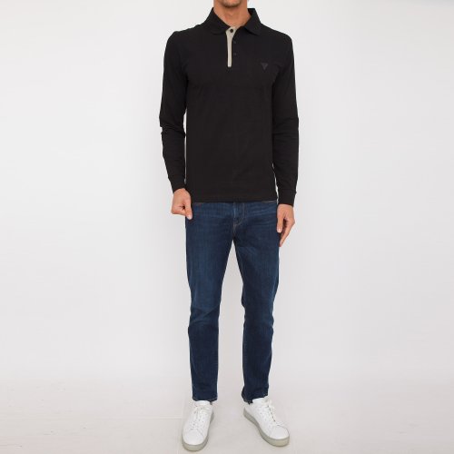 Мужское поло  GUESS JEANS POLO MANICA LUNGA NERO