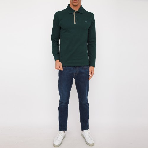 Мужское поло  GUESS JEANS POLO MANICA LUNGA VERDE