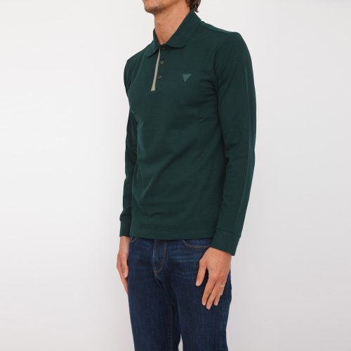 Мужское поло  GUESS JEANS POLO MANICA LUNGA VERDE