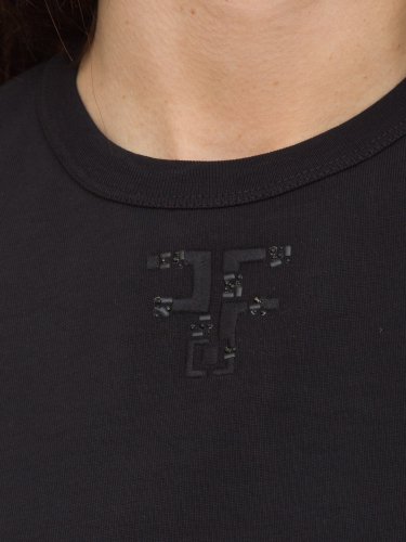 Женская футболка FRACOMINA  COTTON OVER T-SHIRT BLACK NERO
